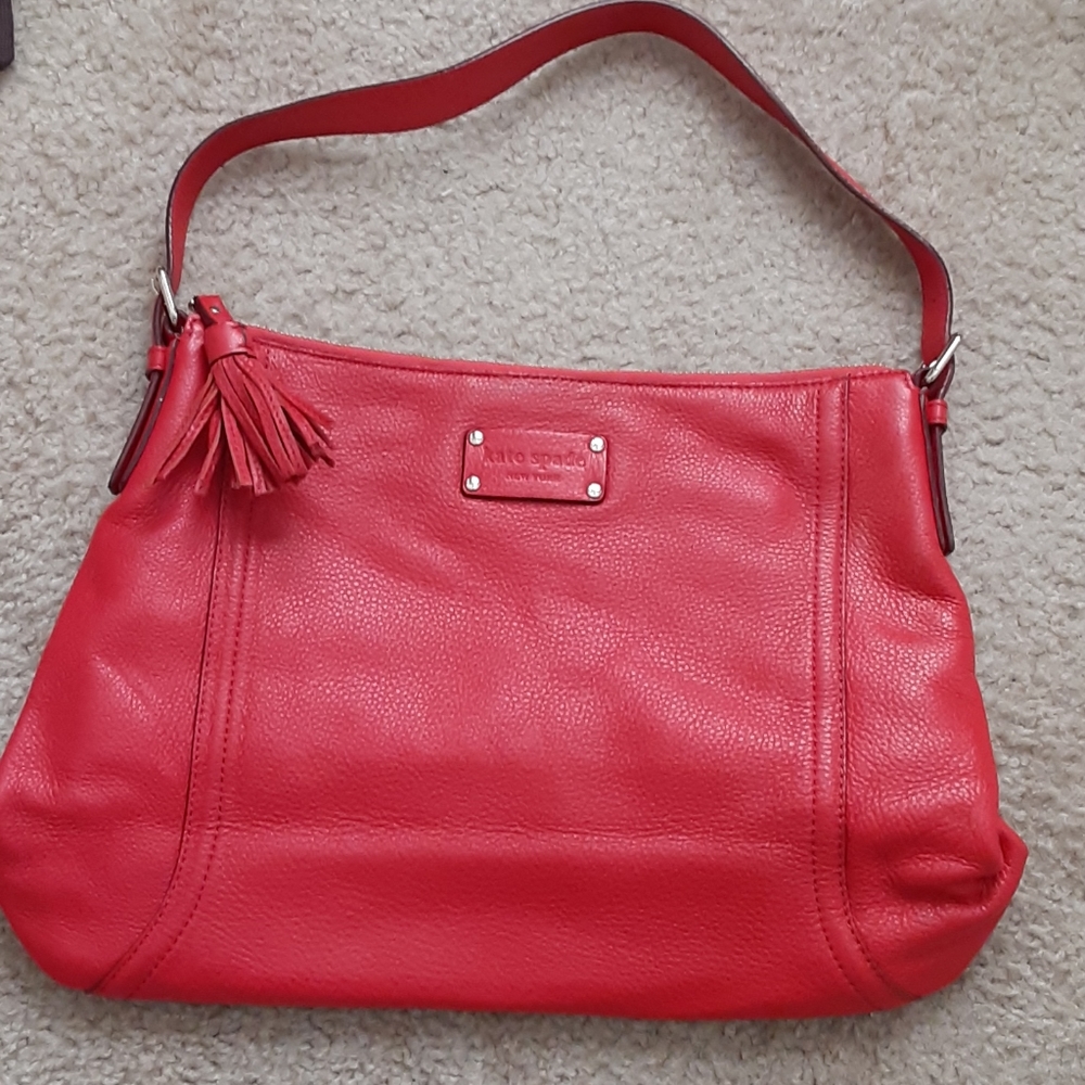 Kate Spade pebbled red leather medium shoulder bag